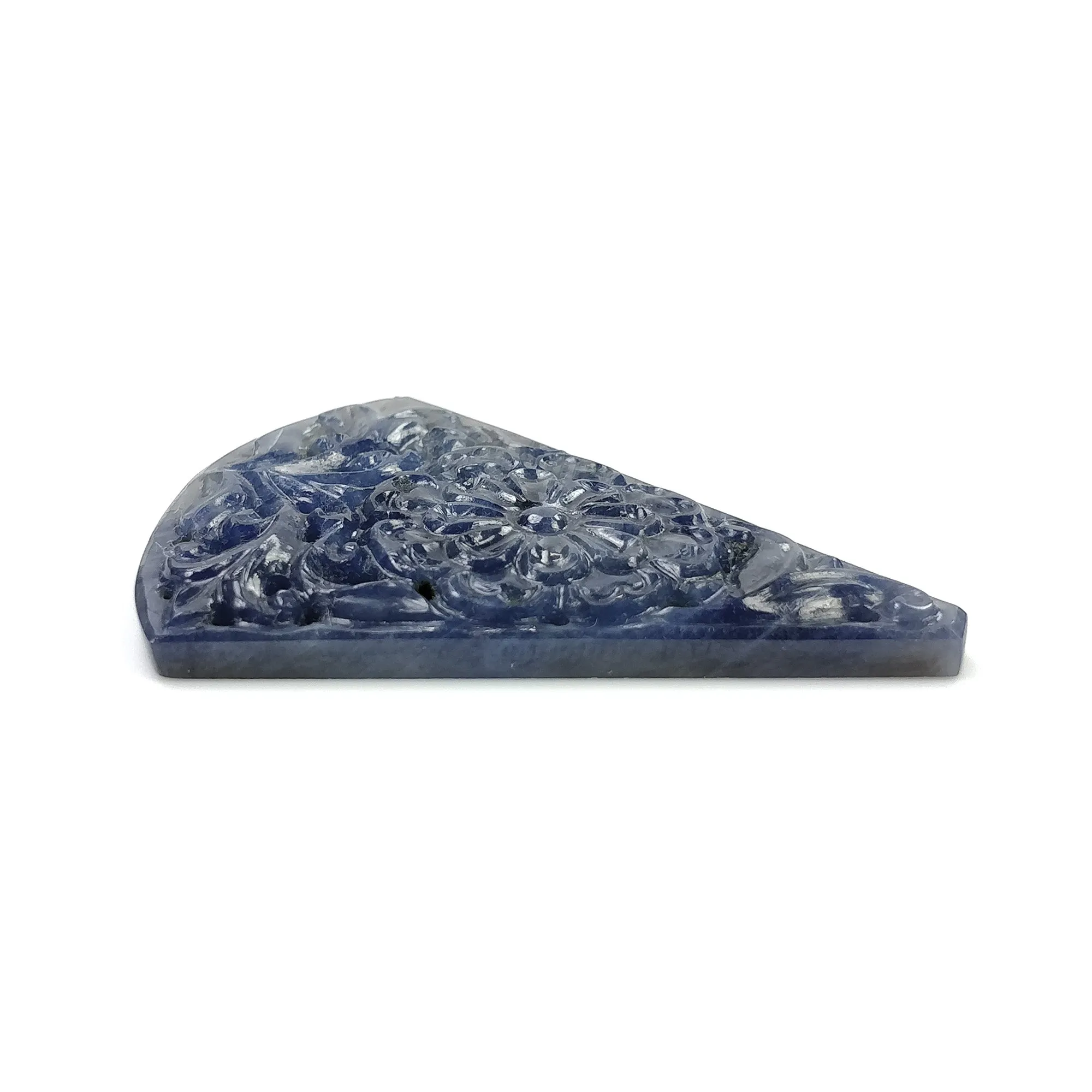 BLUE SAPPHIRE Gemstone Carving : 46.49cts Natural Untreated Unheated Sapphire Hand Carved Uneven Shape 42*31.5mm (With Video)