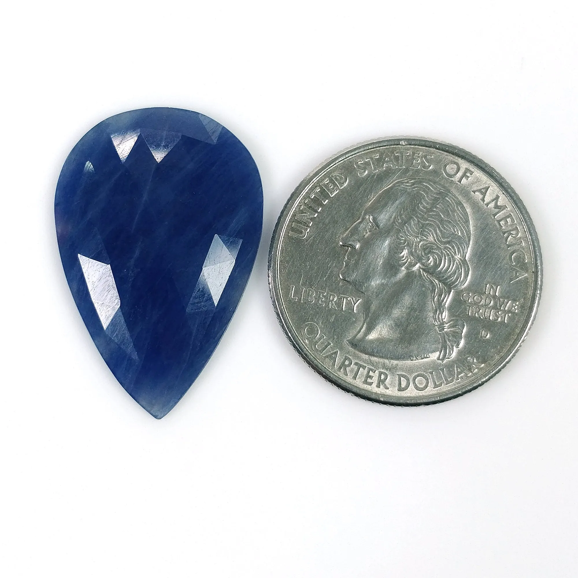 BLUE SAPPHIRE Gemstone Rose Cut : 17.35cts Natural Untreated Unheated Sapphire Pear Shape 28*19mm (With Video)