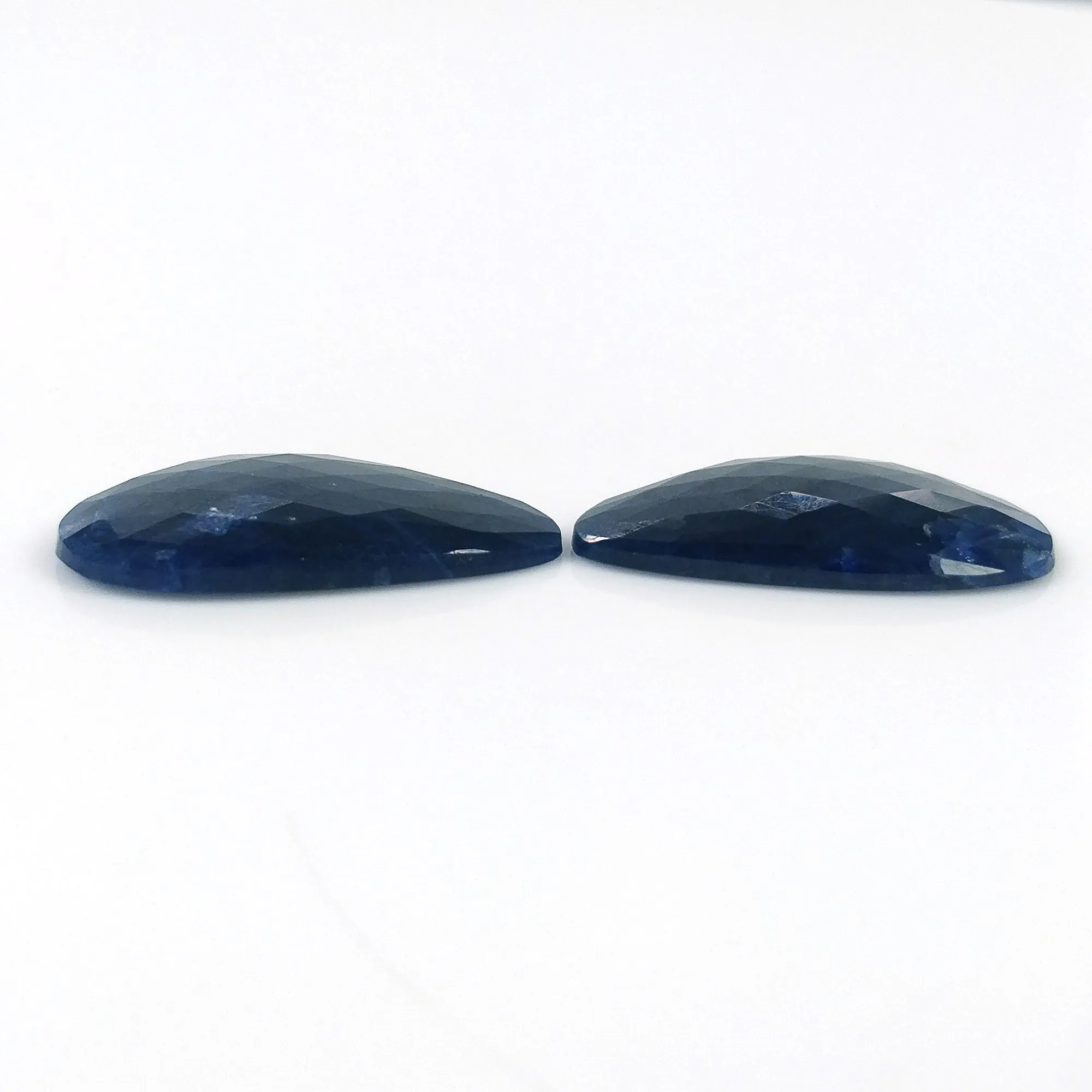 BLUE SAPPHIRE Gemstone Rose Cut : 33.00cts Natural Untreated Unheated Sapphire Uneven Shape 28*15mm Pair (With Video)