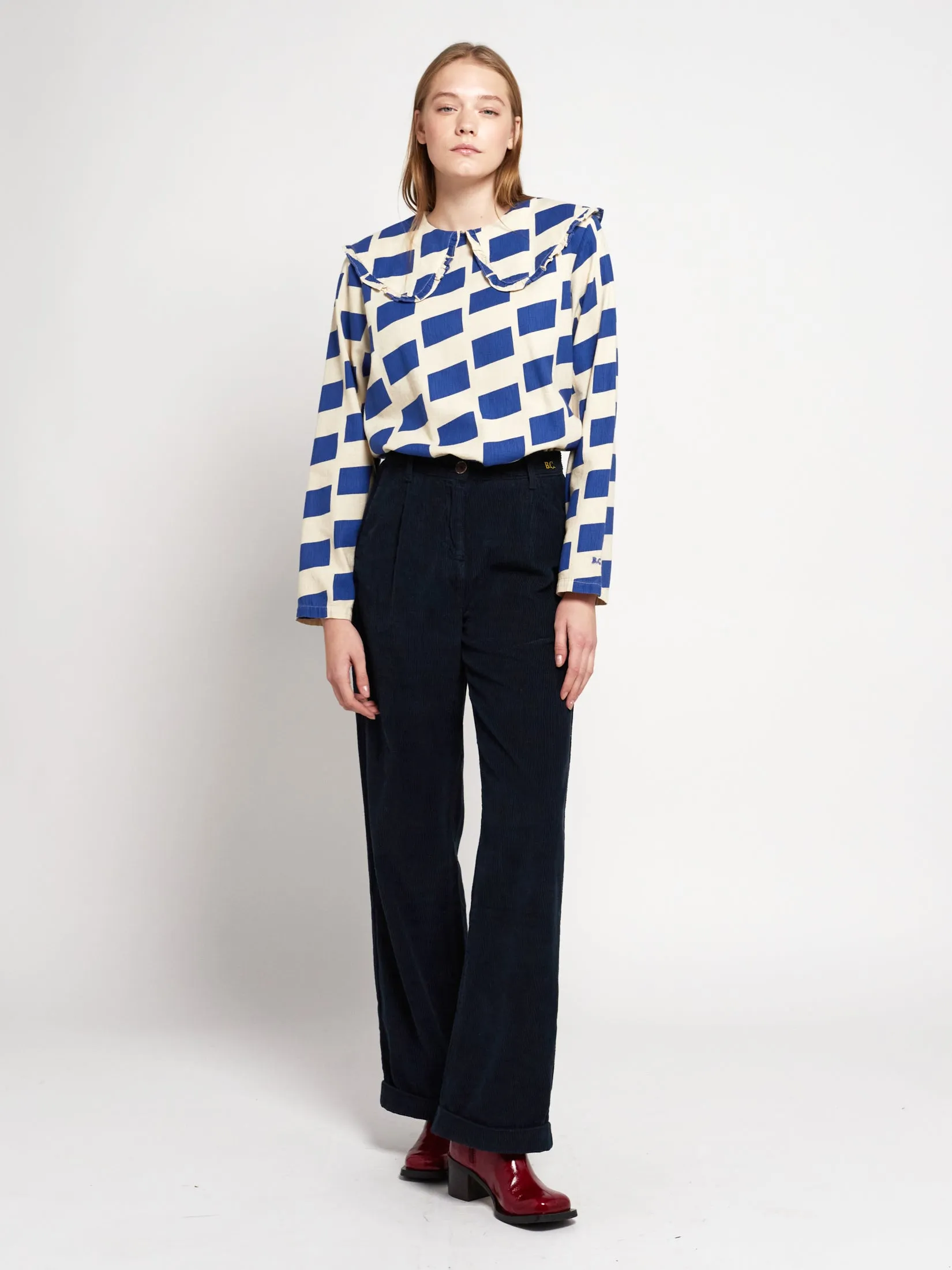 Bobo Choses WOMAN | Wide-collared check shirt