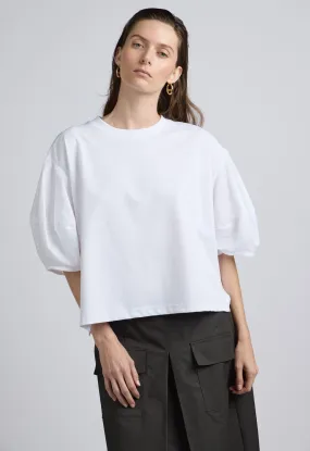 Brielle Puff Sleeve Tee In White