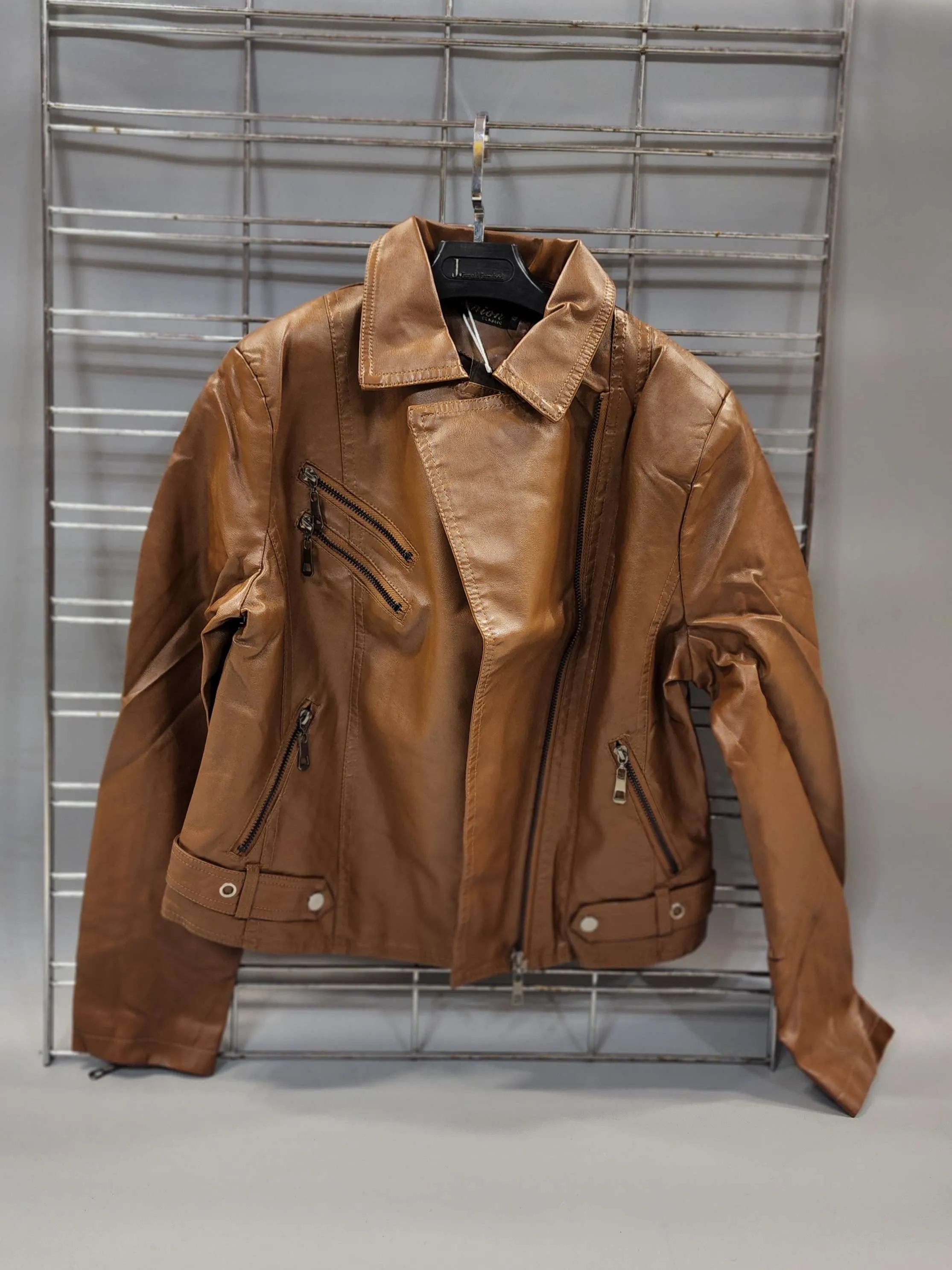 Brown Leather Slim Fit Jacket