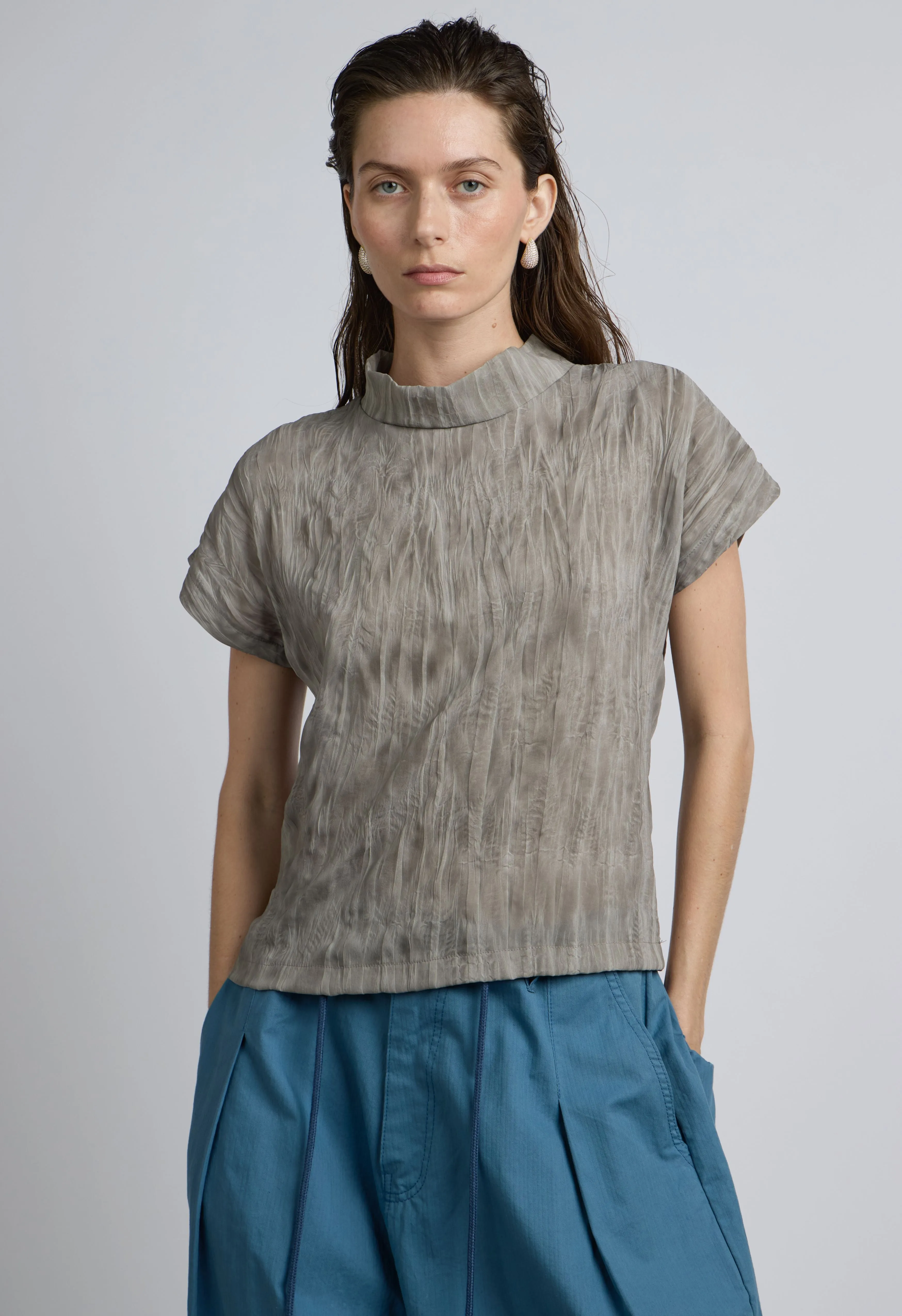 Cher Mock Neck Top in Storm