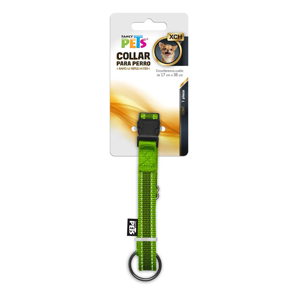 Collar Xch C/Ultra Grip Y Bandas Reflejantes Verde Fl8716