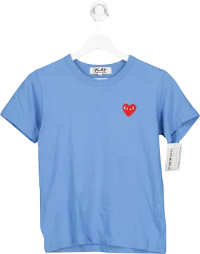 Comme Des Garcons Blue Logo-embroidered Cotton-jersey T-shirt UK M