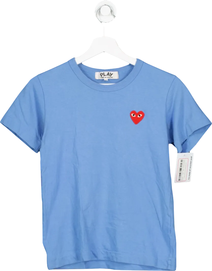 Comme Des Garcons Blue Logo-embroidered Cotton-jersey T-shirt UK M