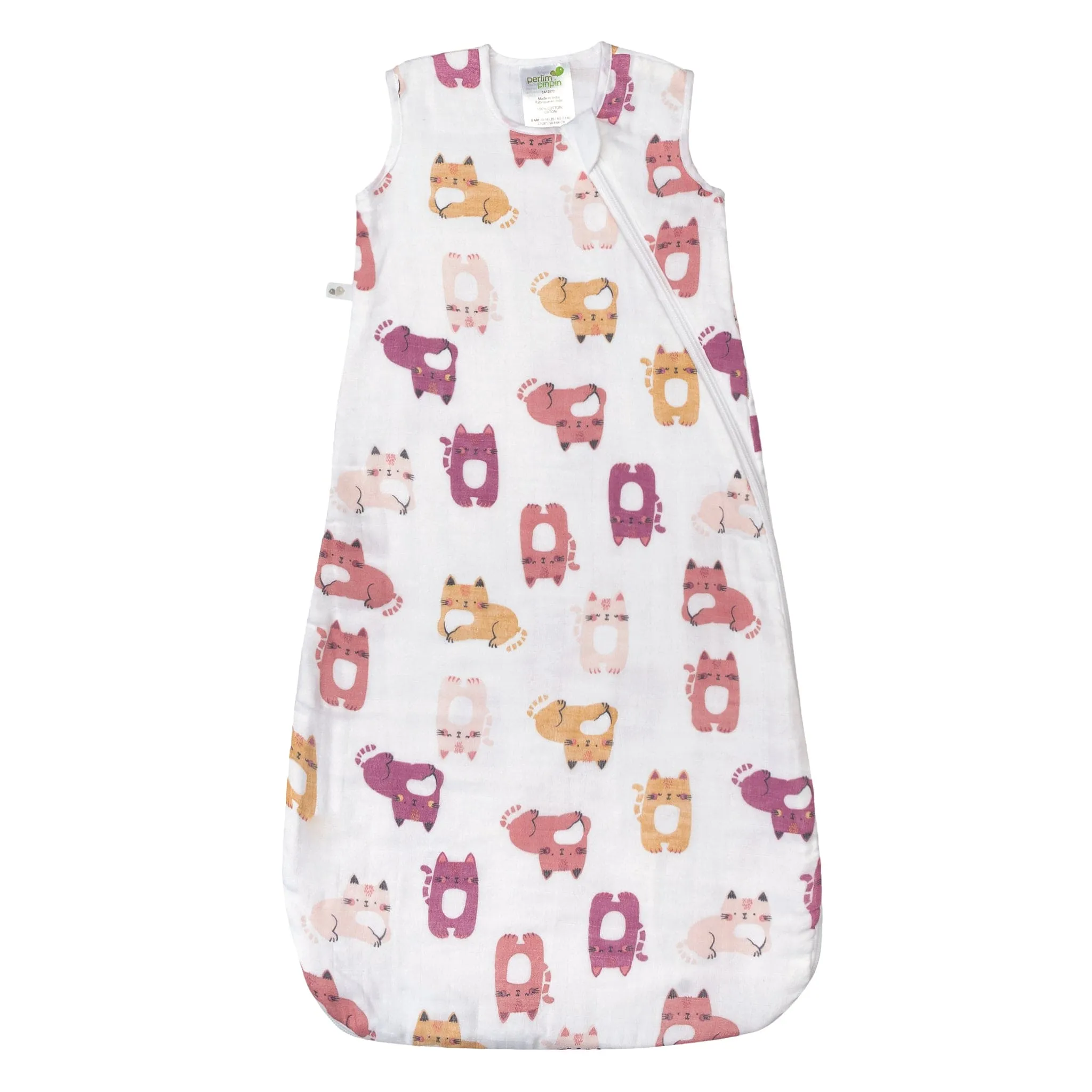 Cotton muslin sleep sack - Cats (0.7 tog)