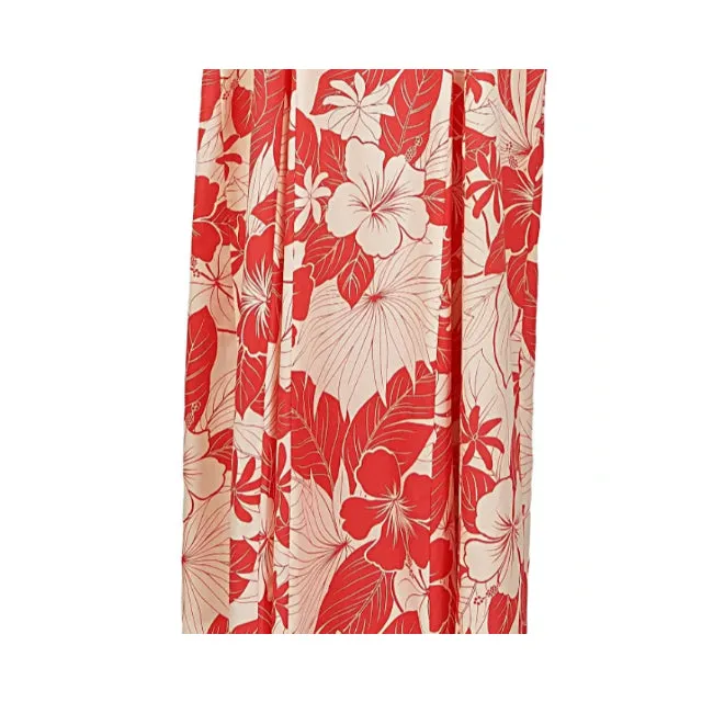 Cream and Red Hibiscus Print Dress