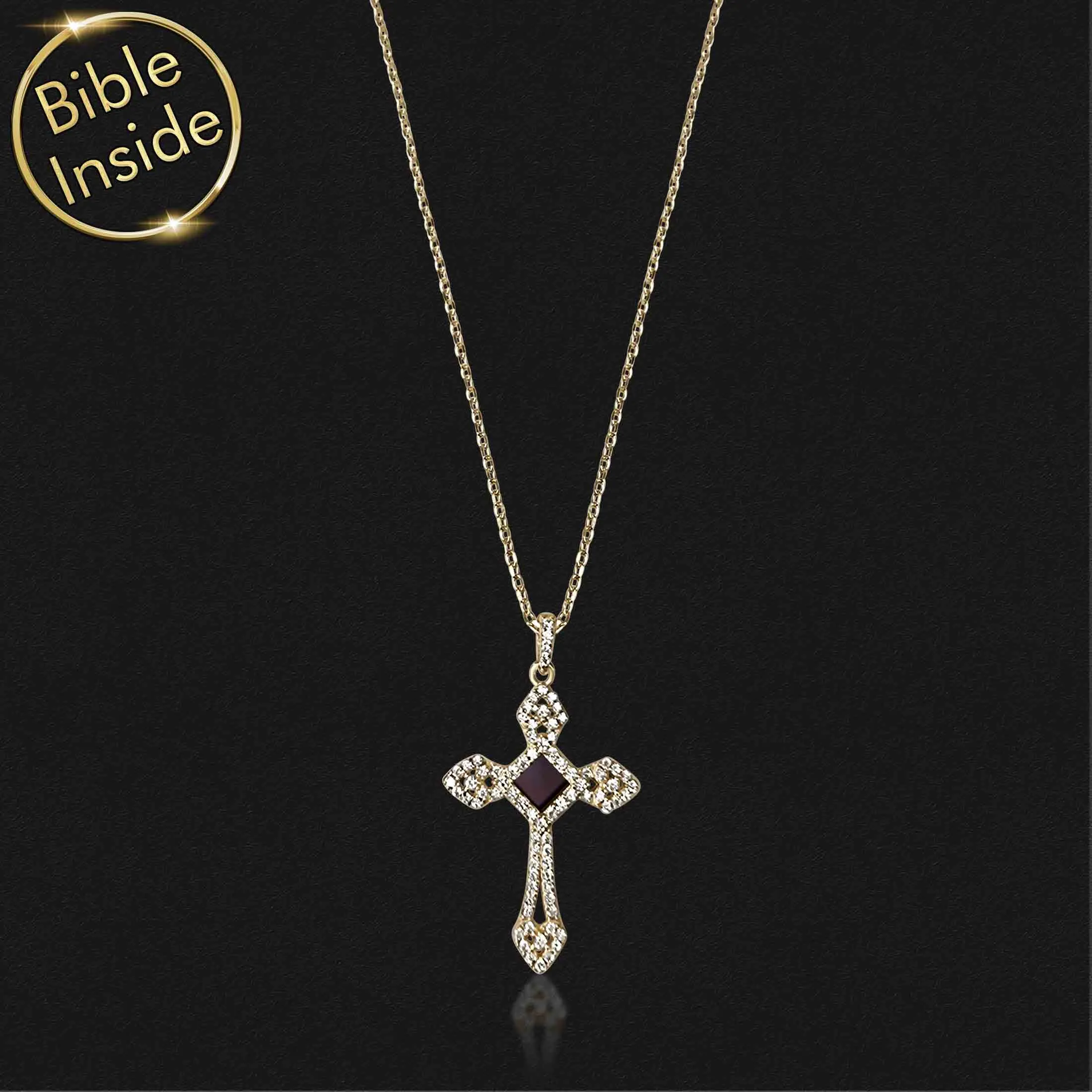 Cross Pendant for Women with Nano Bible