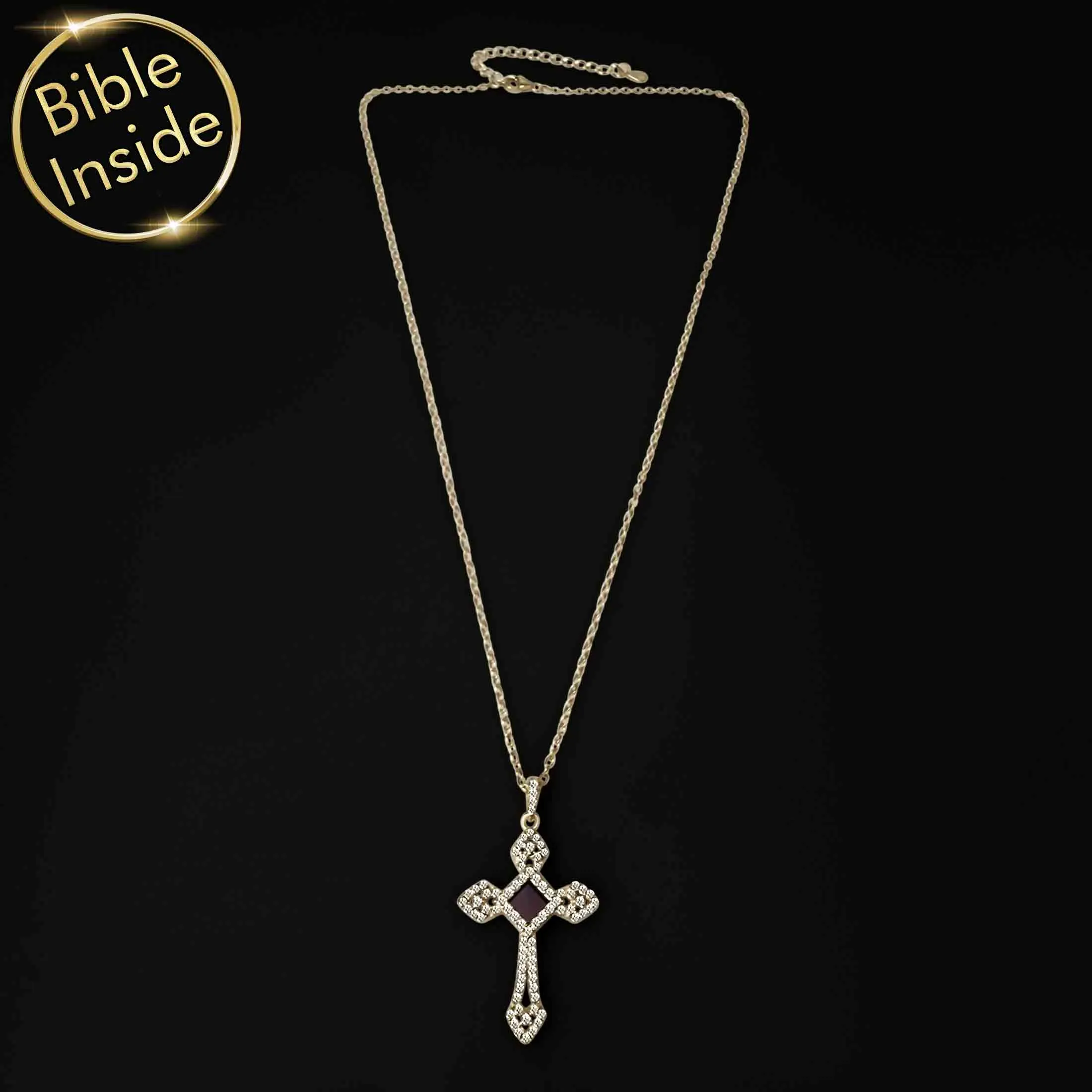 Cross Pendant for Women with Nano Bible