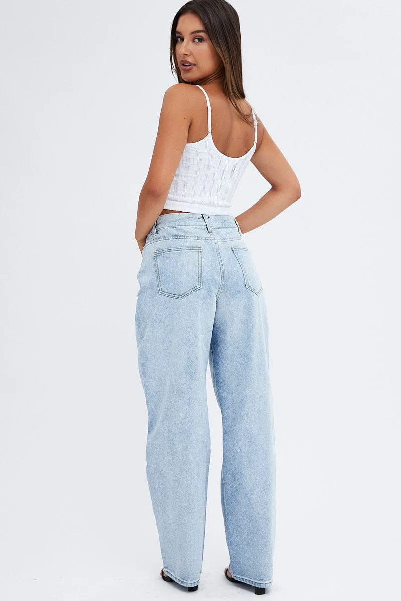 Denim Baggy Jeans Mid Rise