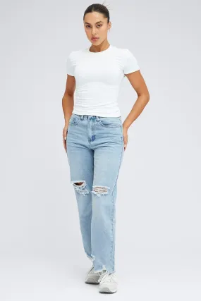 Denim Boyfriend Jeans Mid Rise