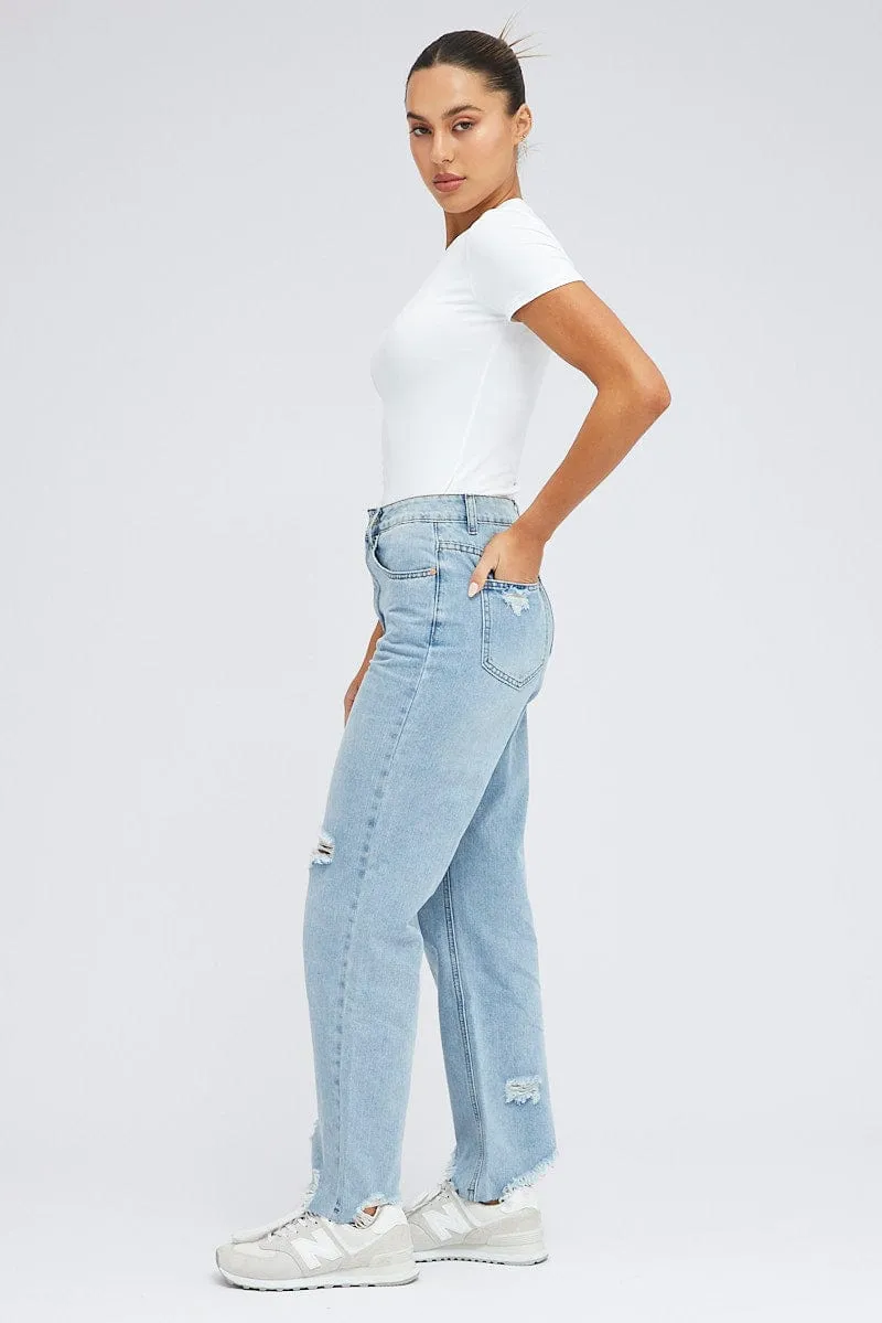 Denim Boyfriend Jeans Mid Rise