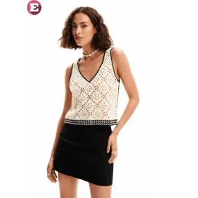 Desigual Crochet Top in Ivory