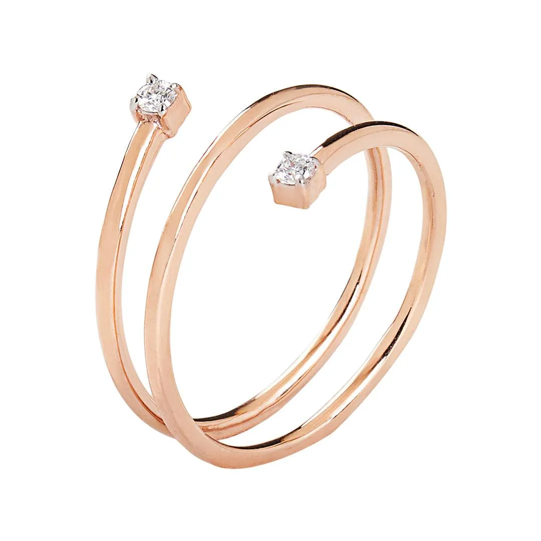 Diamond Spiral 10K Rose Gold Ring