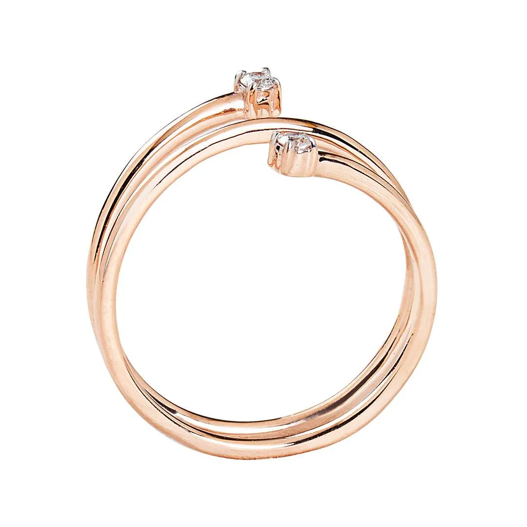 Diamond Spiral 10K Rose Gold Ring