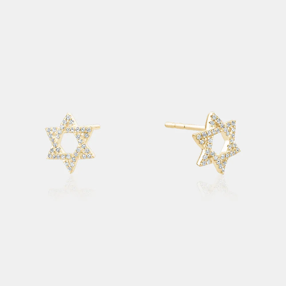 Diamond Star of David Studs