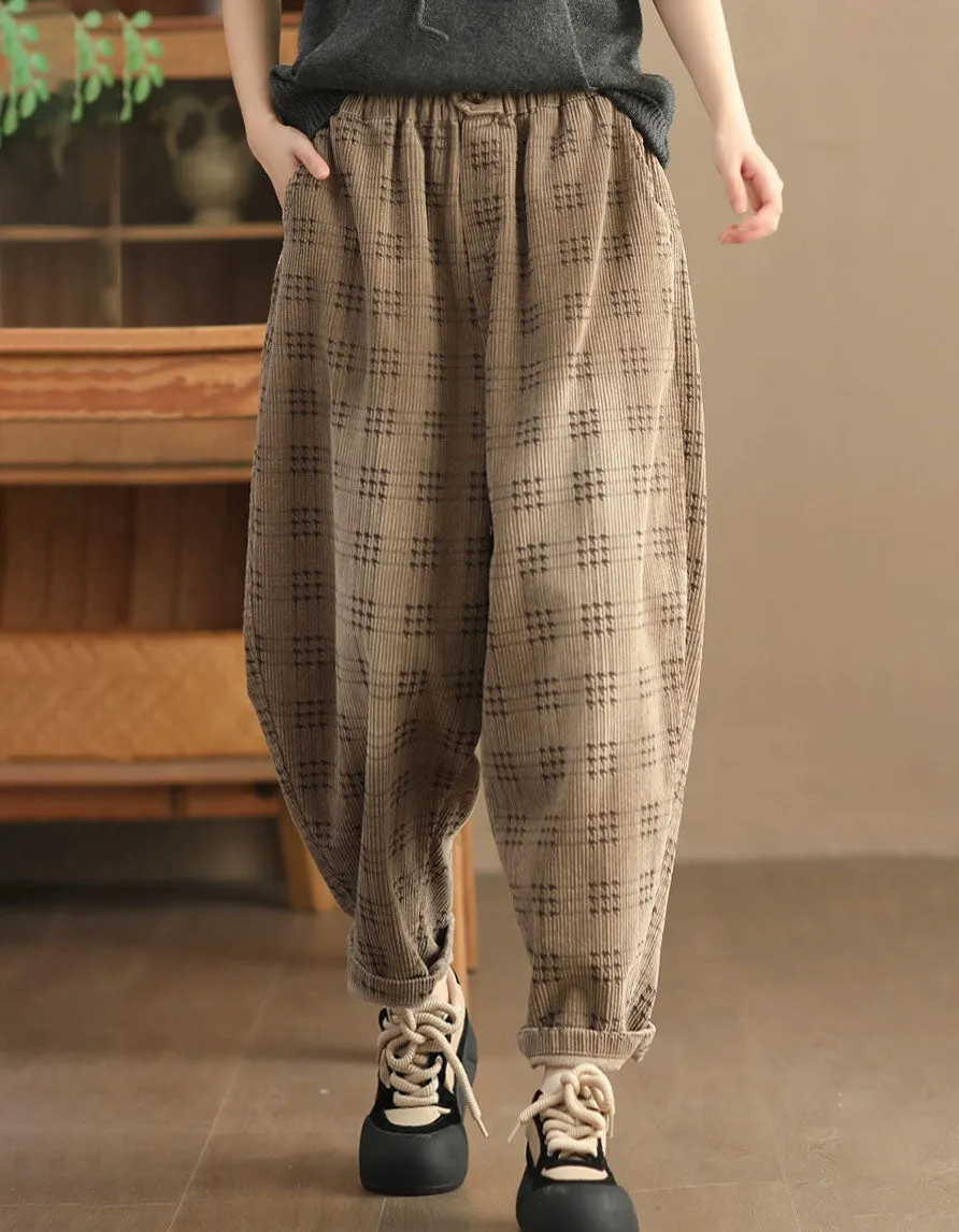 Elastic Waist Style Corduroy Casual Pants