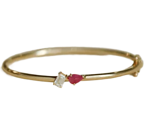 Emerald Cut Diamond & Ruby Bracelet