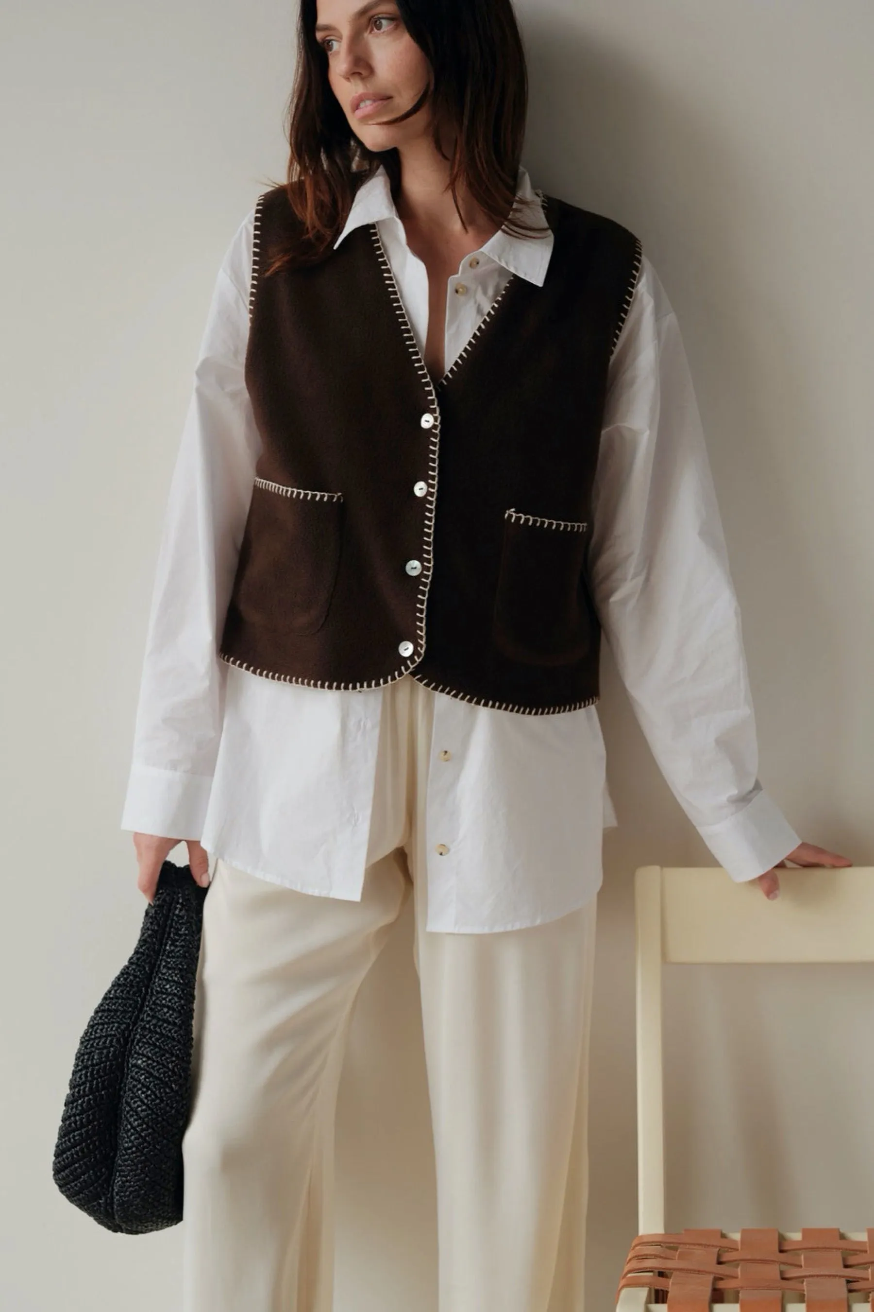 Espresso Polar Fleece Stitch Vest