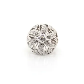 Estate 14k White Gold Floral Top Diamond Ring