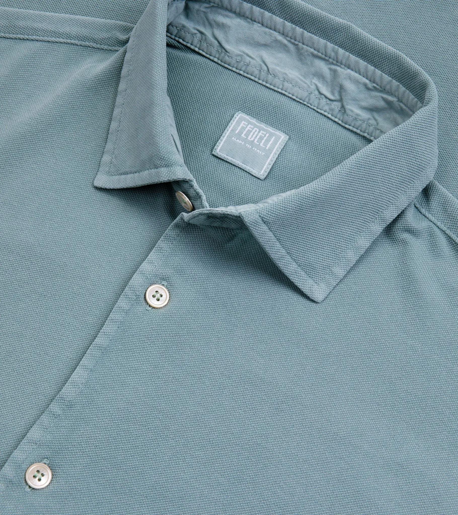 Fedeli Light Cotton Pique Shirt: Pale Green