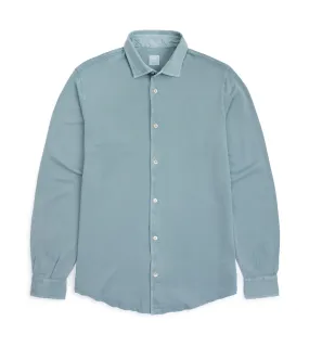 Fedeli Light Cotton Pique Shirt: Pale Green