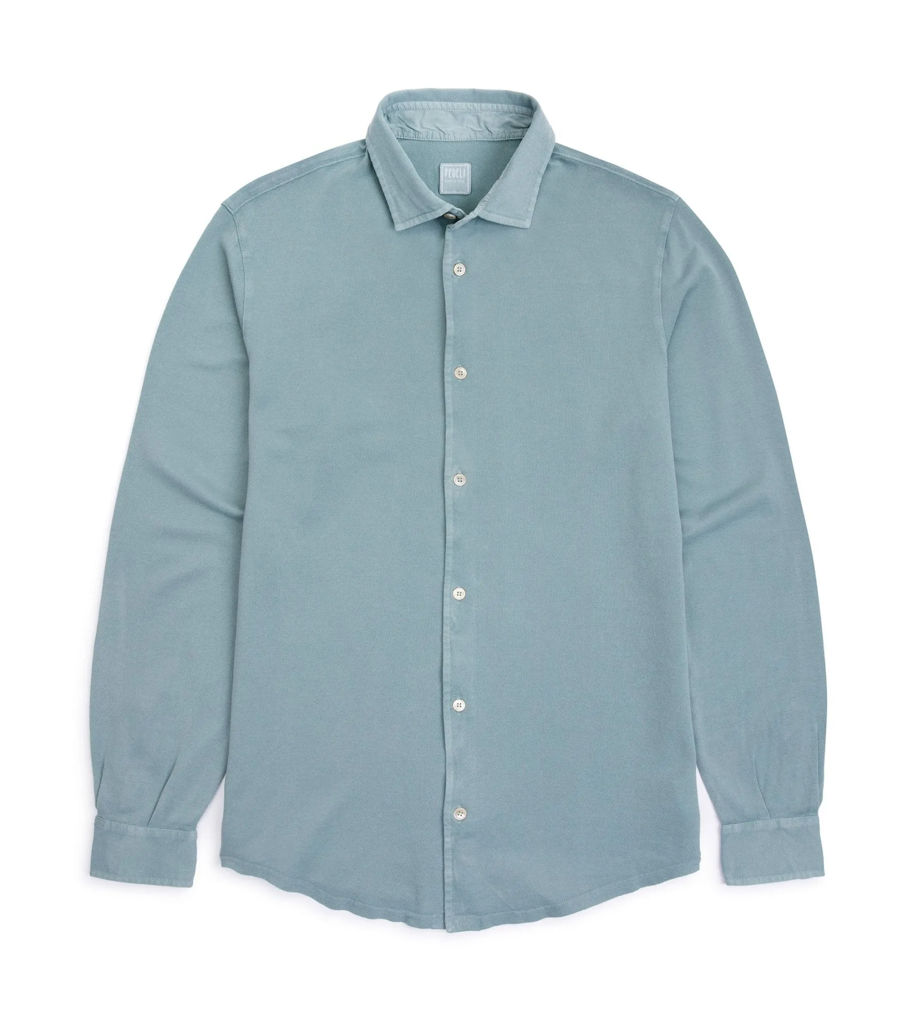 Fedeli Light Cotton Pique Shirt: Pale Green