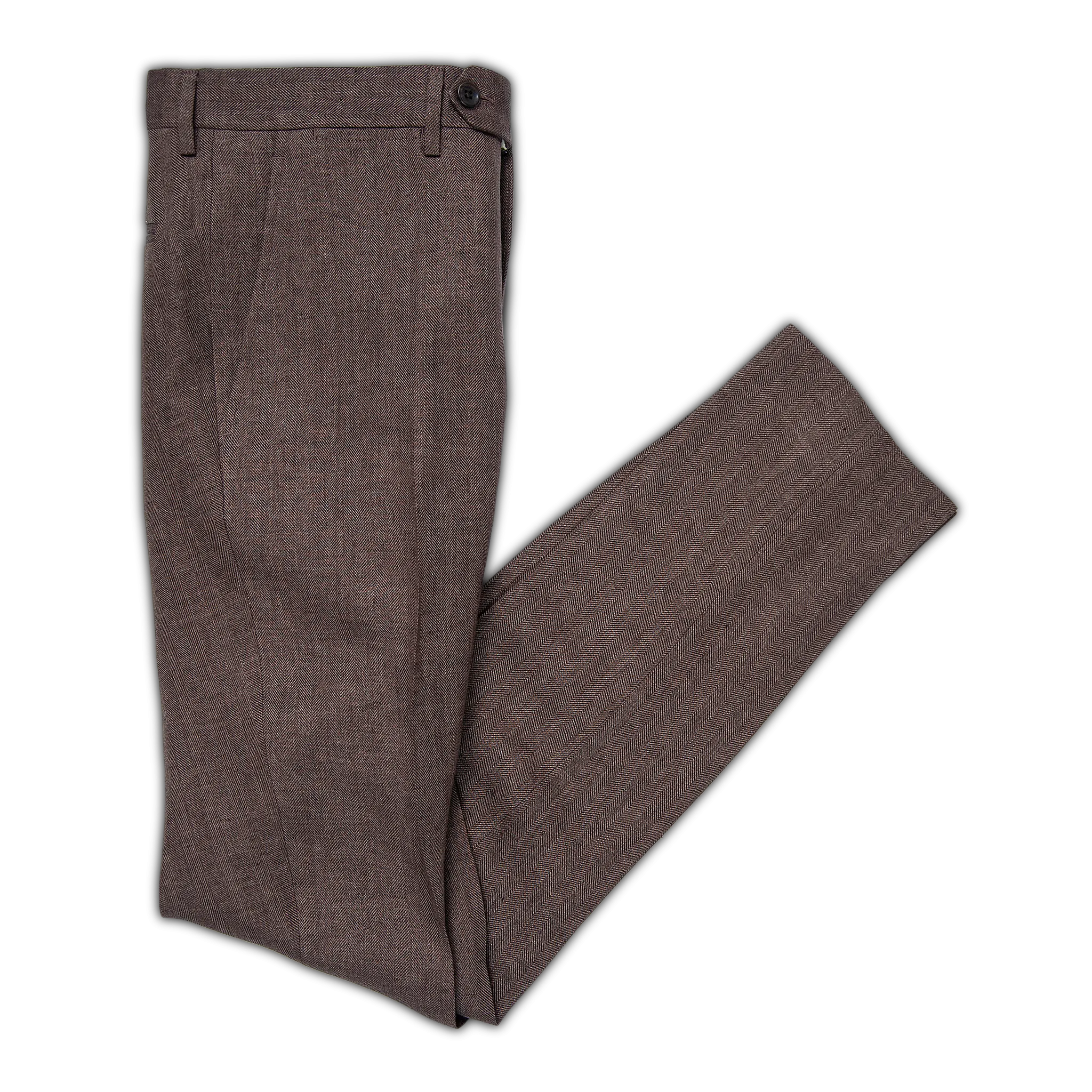 Flavien chino pants in eco herringbone (mountain brown)