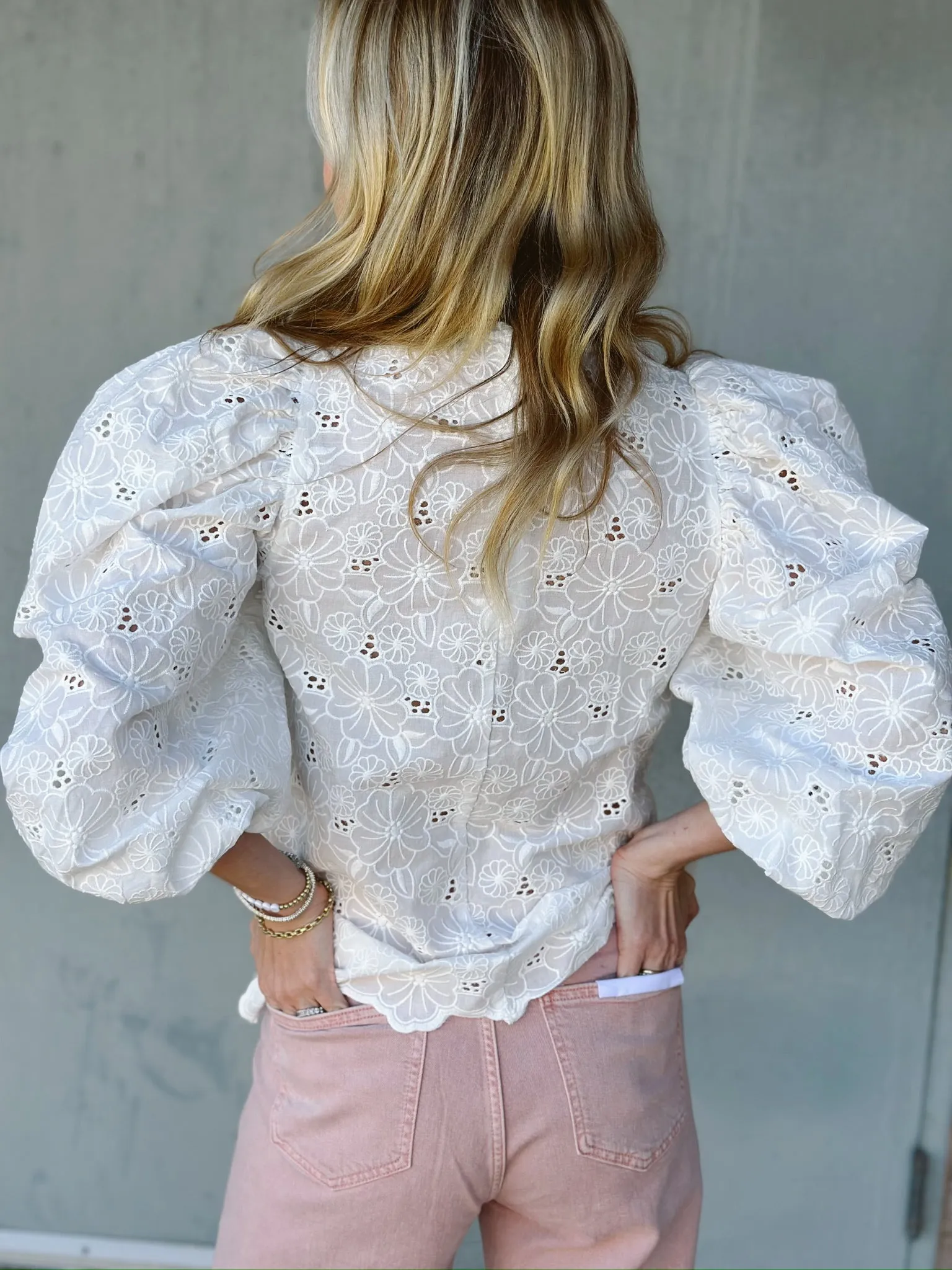 Floral Eyelet Top | White