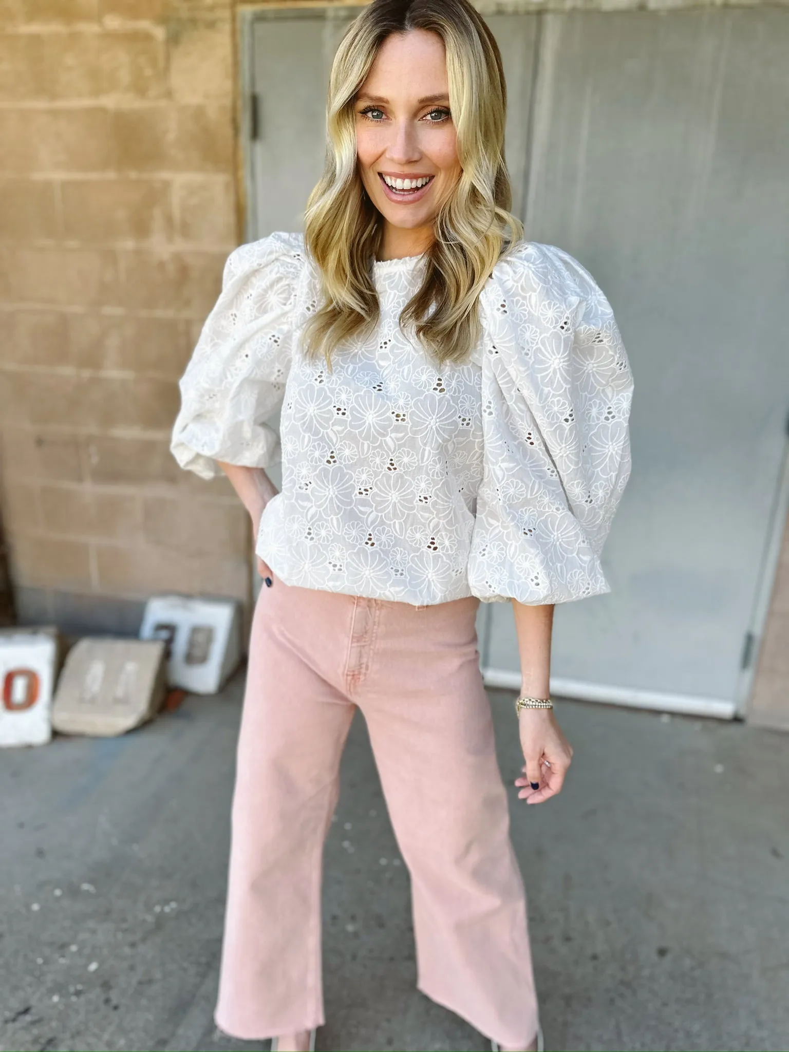 Floral Eyelet Top | White