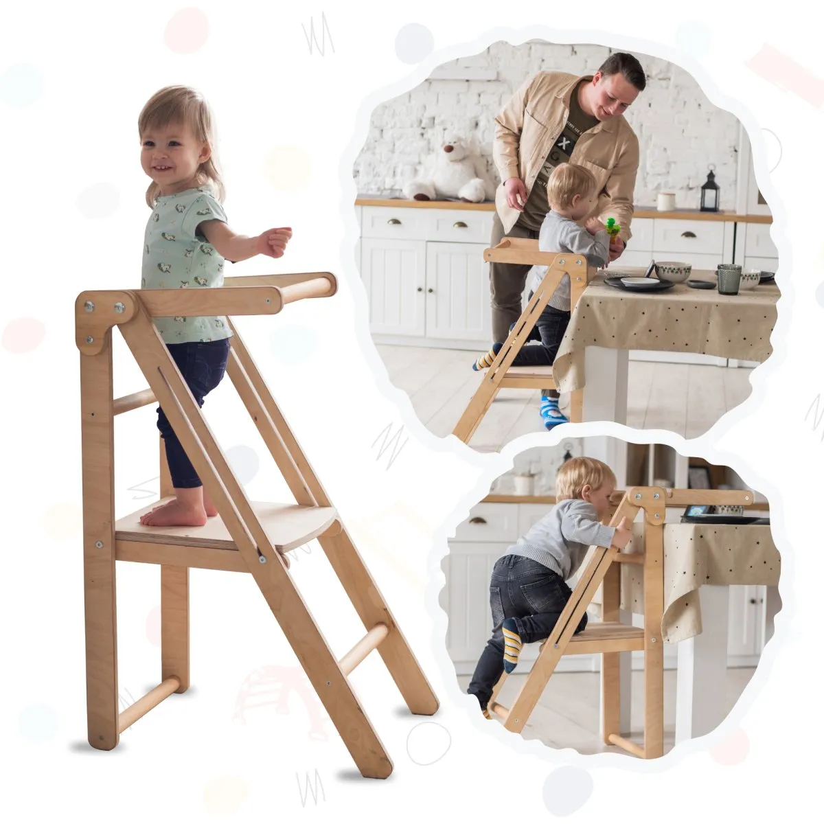 Foldable Step Stool for Toddlers Kid Chair That Grows | Beige