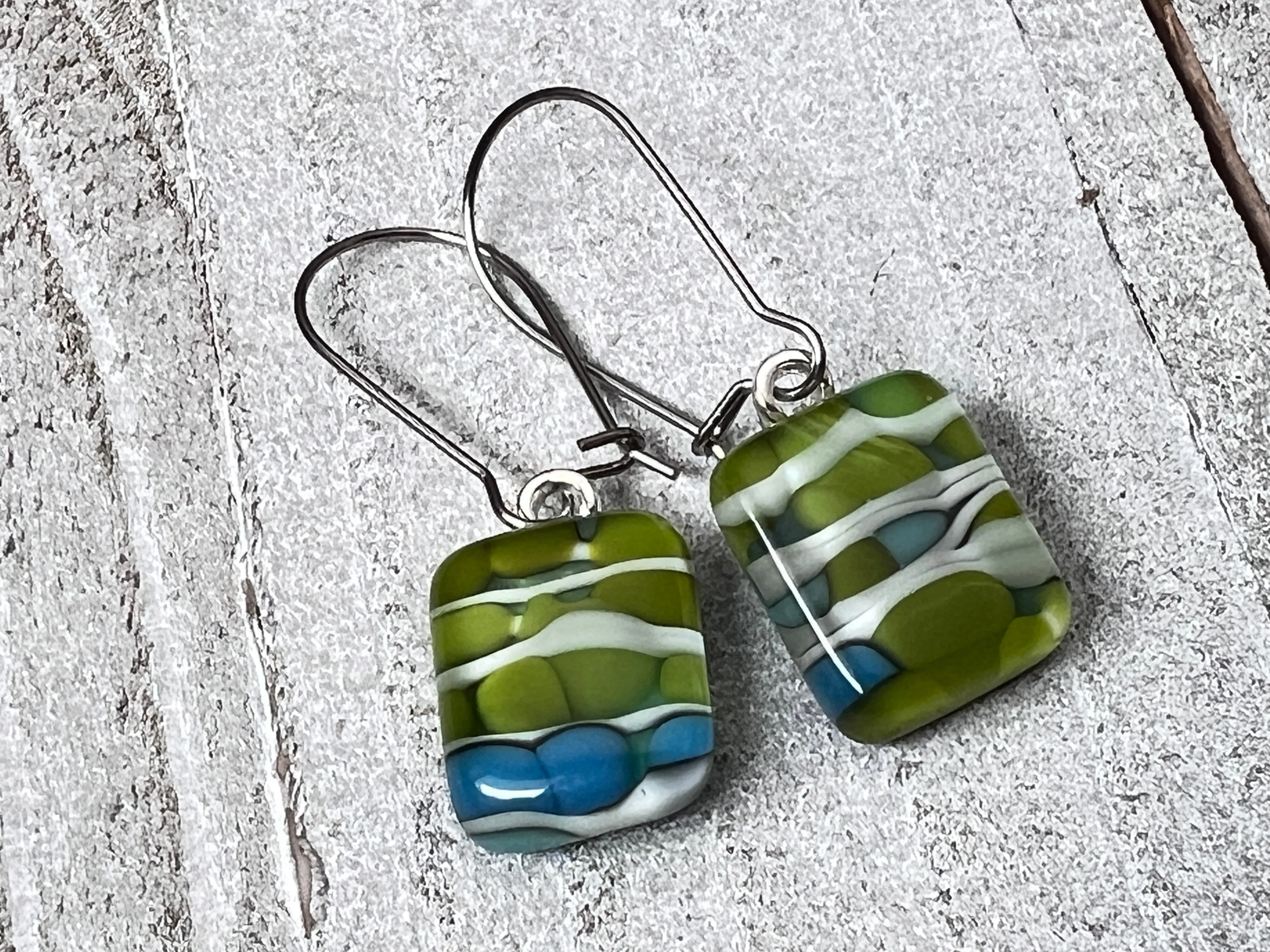 Fused Glass Earrings~Coral Garden