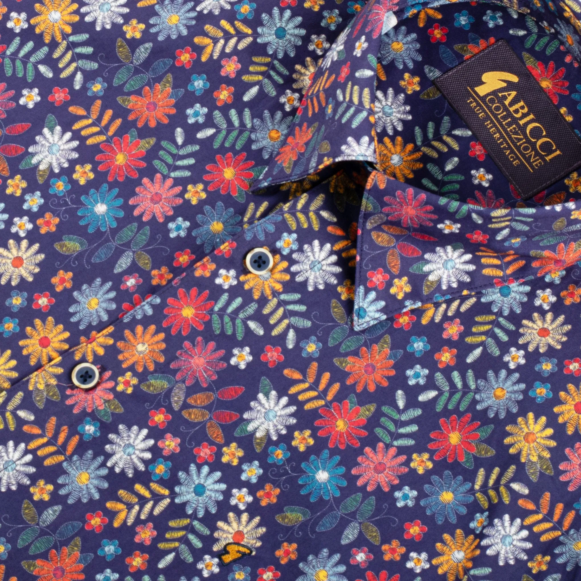 Gabicci Classic Floral Print Shirt Navy