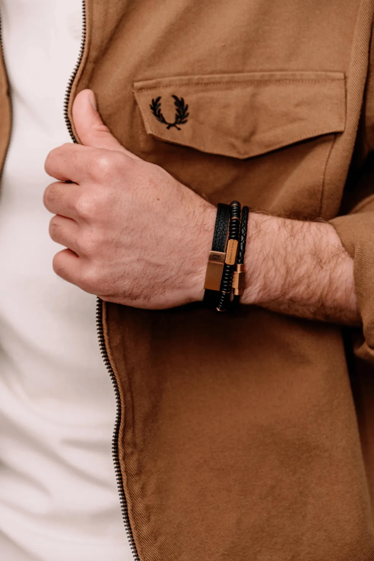 Gold Luke Landon Leather Bracelet