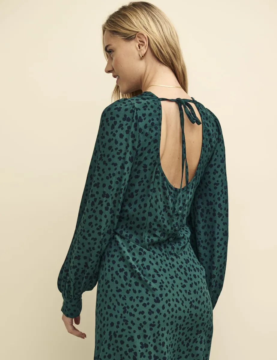 Green Spot Print Imogen Midi Dress