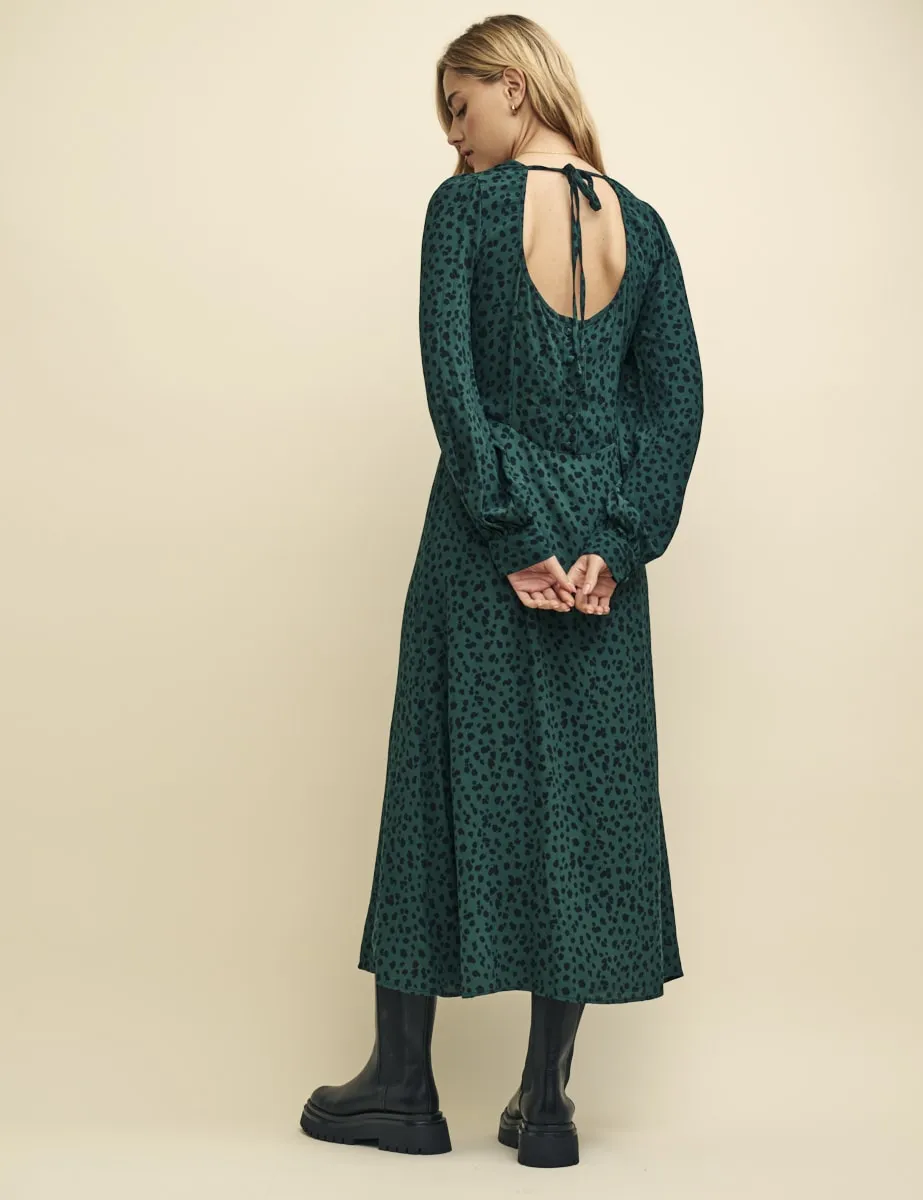 Green Spot Print Imogen Midi Dress