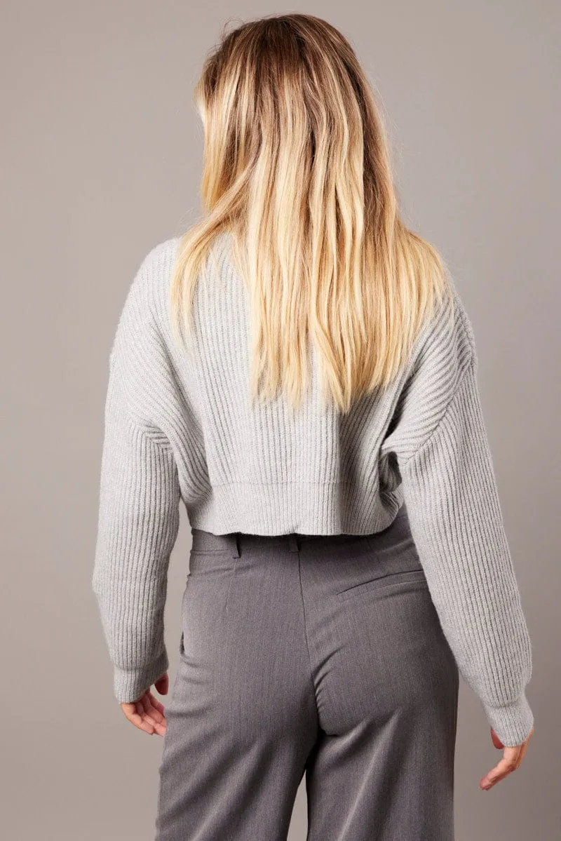 Grey Knit Jumper Long Sleeve