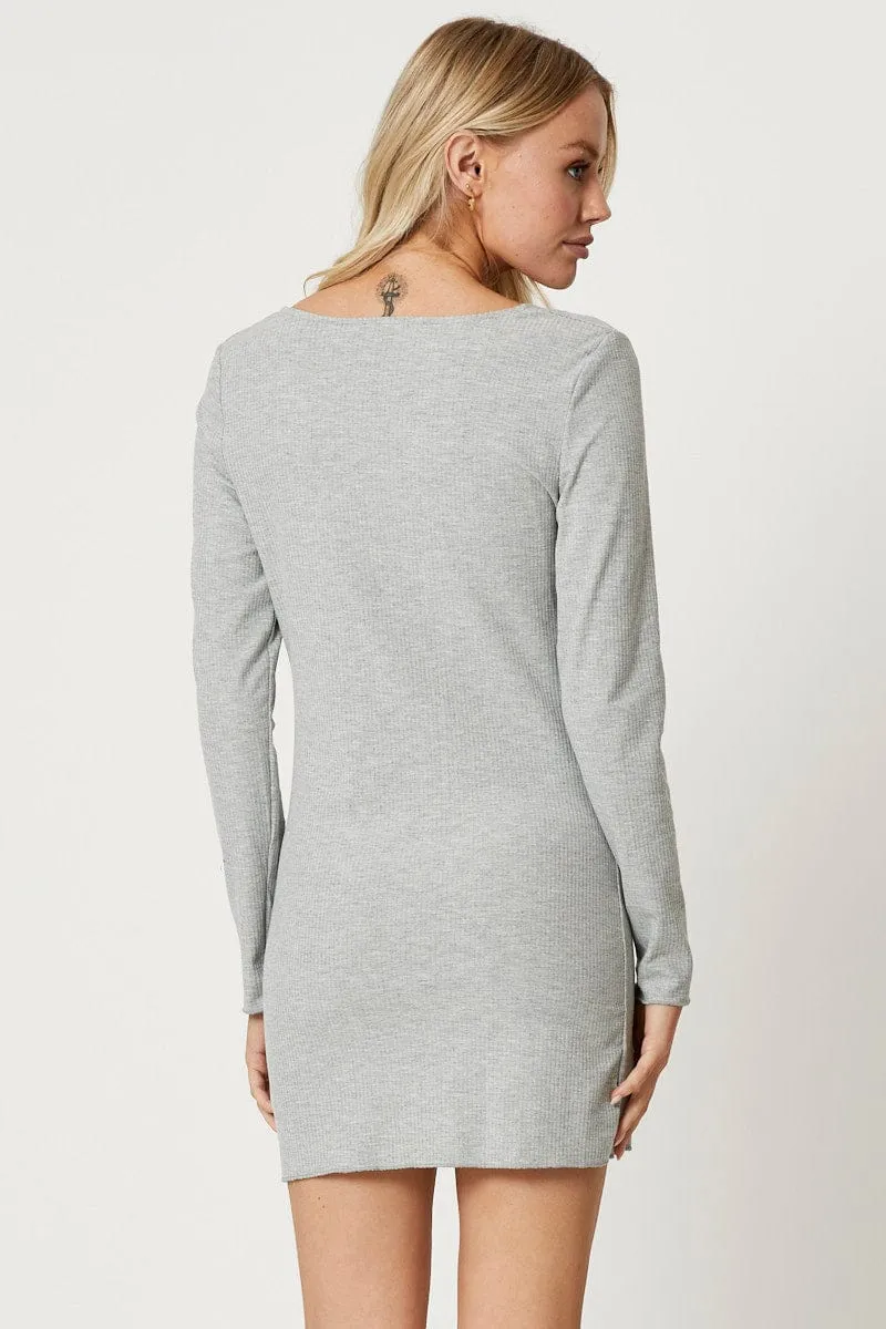 Grey Mini Dress Long Sleeve