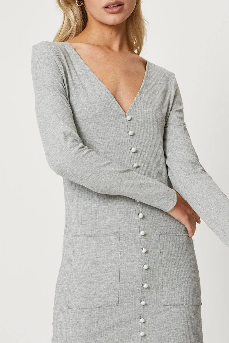 Grey Mini Dress Long Sleeve