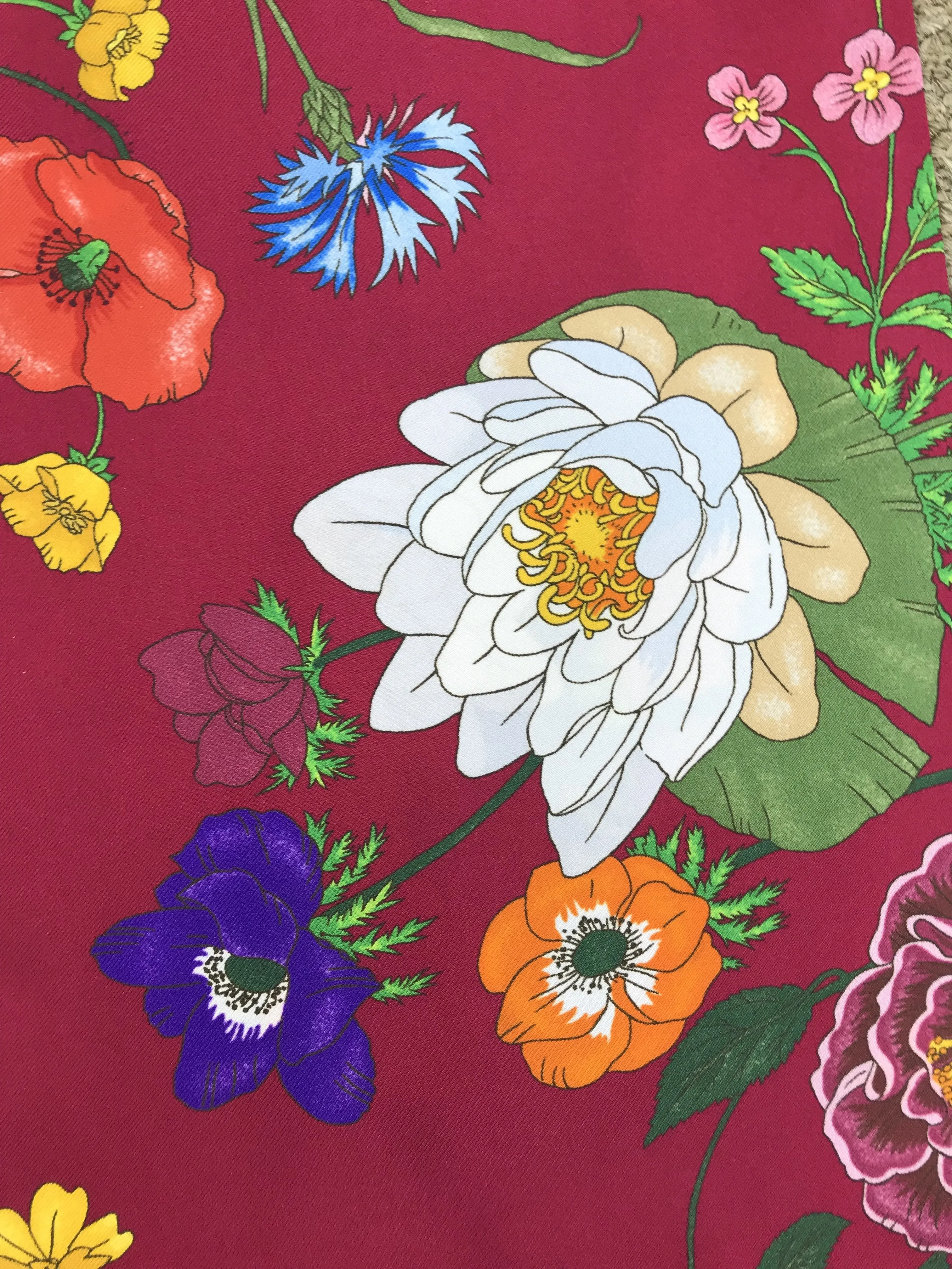 Gucci Flora Floral Reversible Silk Scarf