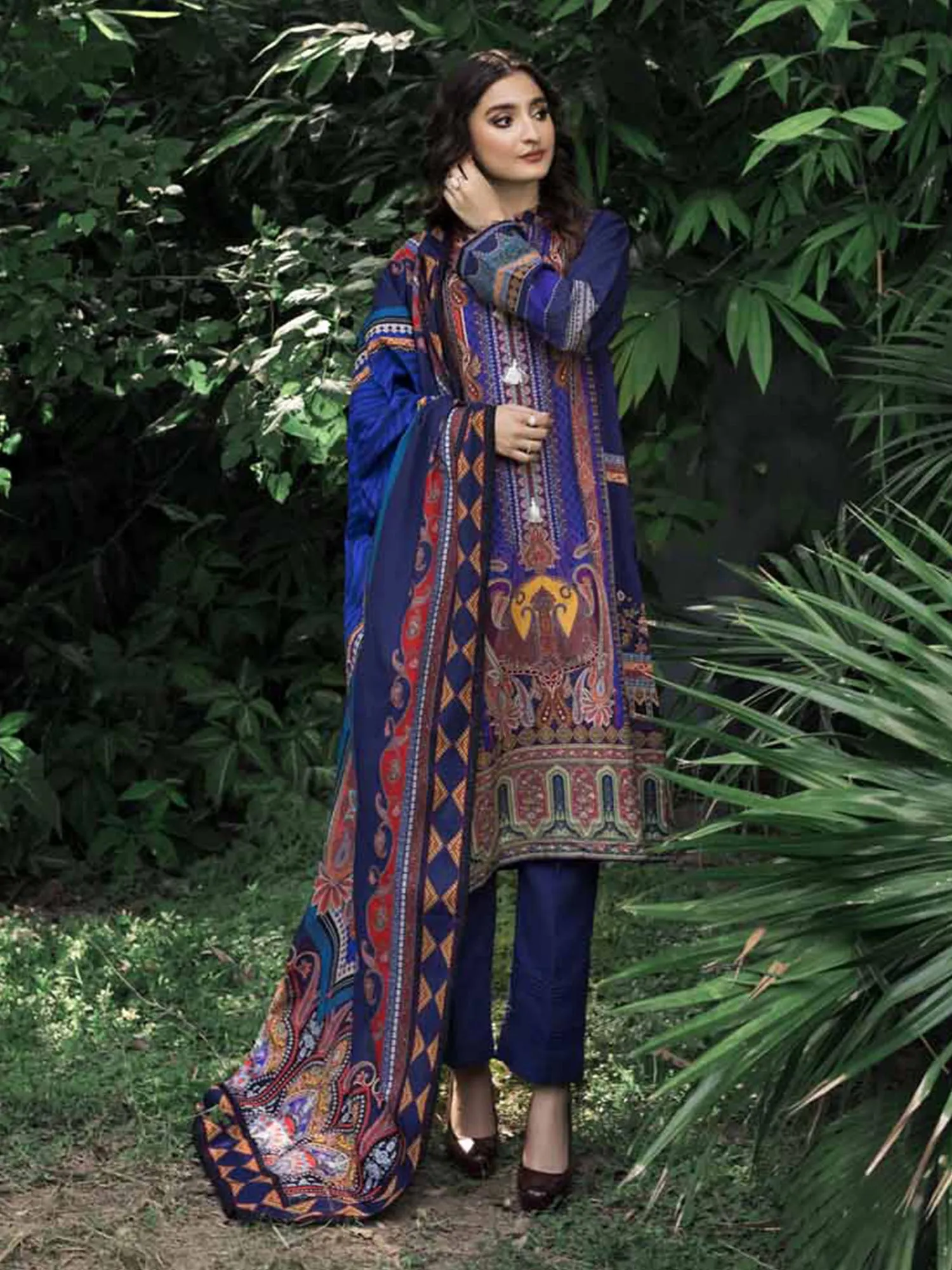 Gul Ahmed Khaddar Blue Unstitched Suit (WR-22031)