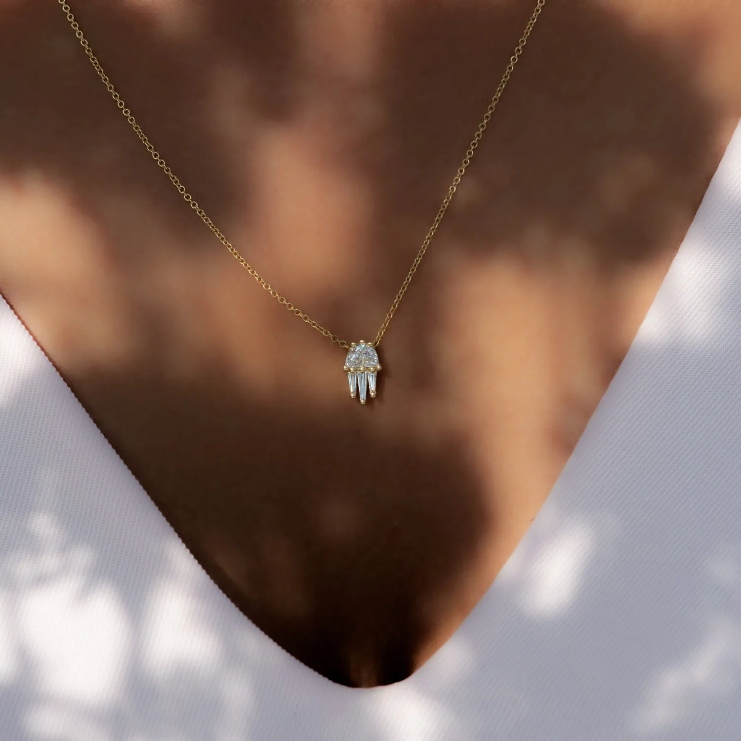 Half Moon Diamond and Gold Necklace - The Moon Beam