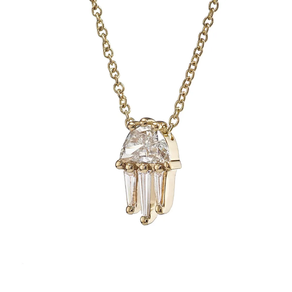 Half Moon Diamond and Gold Necklace - The Moon Beam