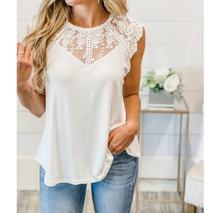 Illusion Neck Sleeveless Top