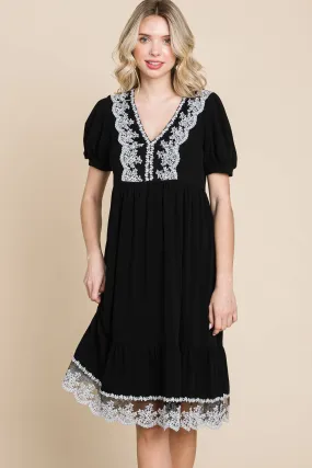 Jenna Lace Detailed V-neckline Dress