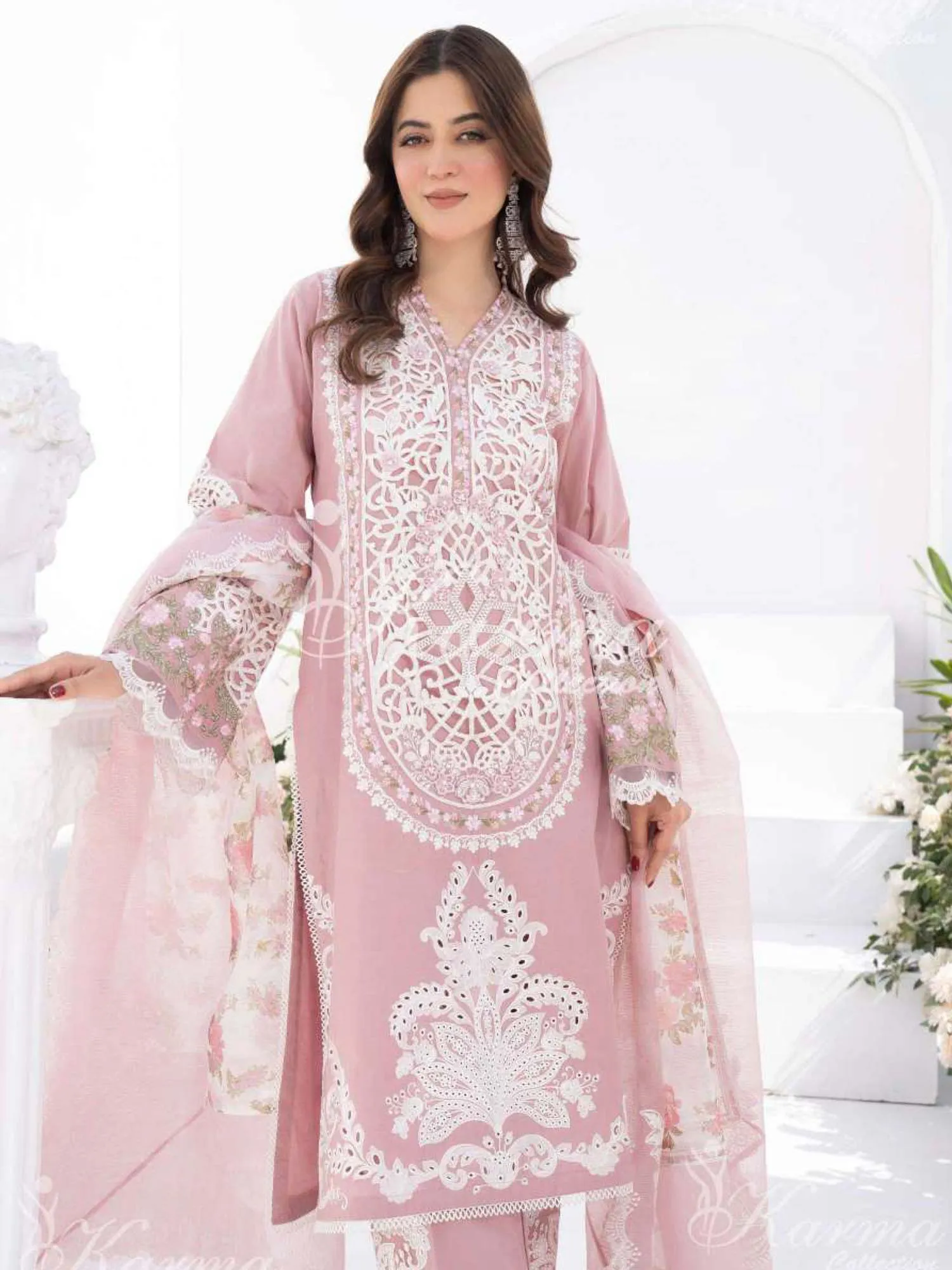 Karma Collection Pink Cotton Embroidered Suit (KC1335)