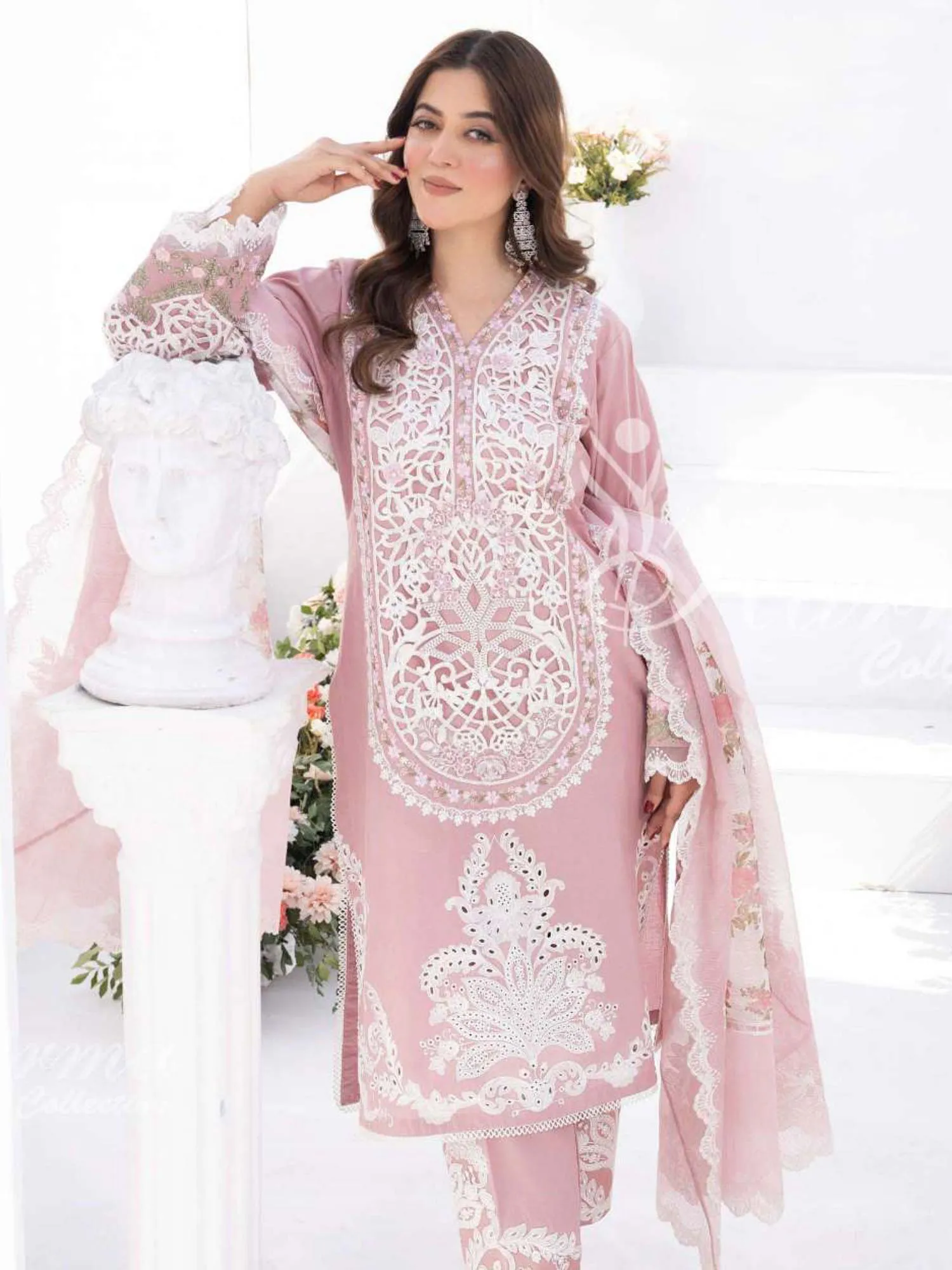 Karma Collection Pink Cotton Embroidered Suit (KC1335)