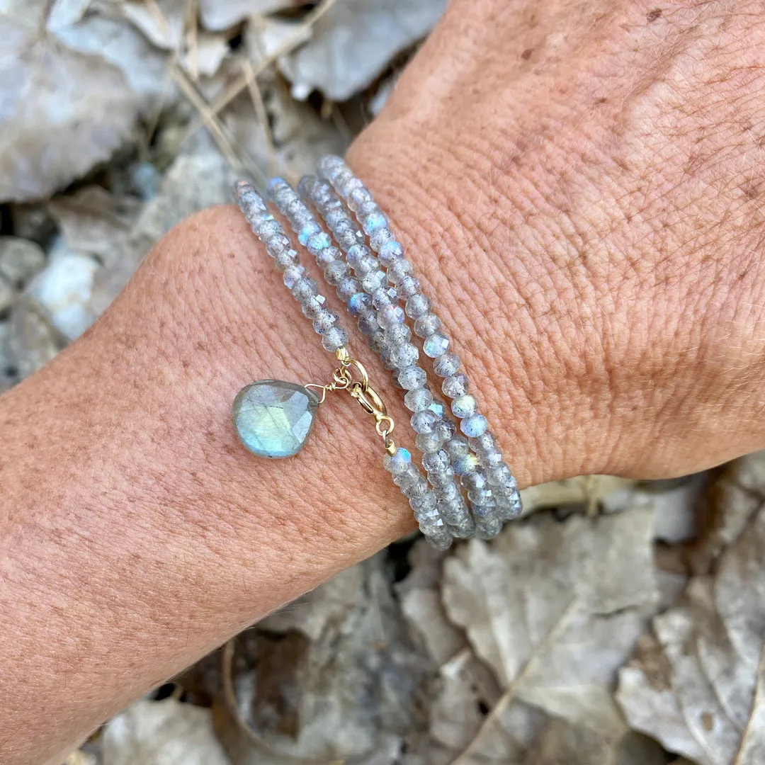 Labradorite Wrap Bracelet for a Positive Change in Your Life - Gold