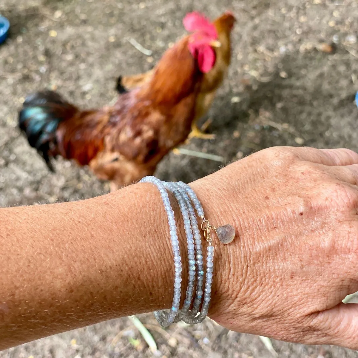 Labradorite Wrap Bracelet for a Positive Change in Your Life - Gold